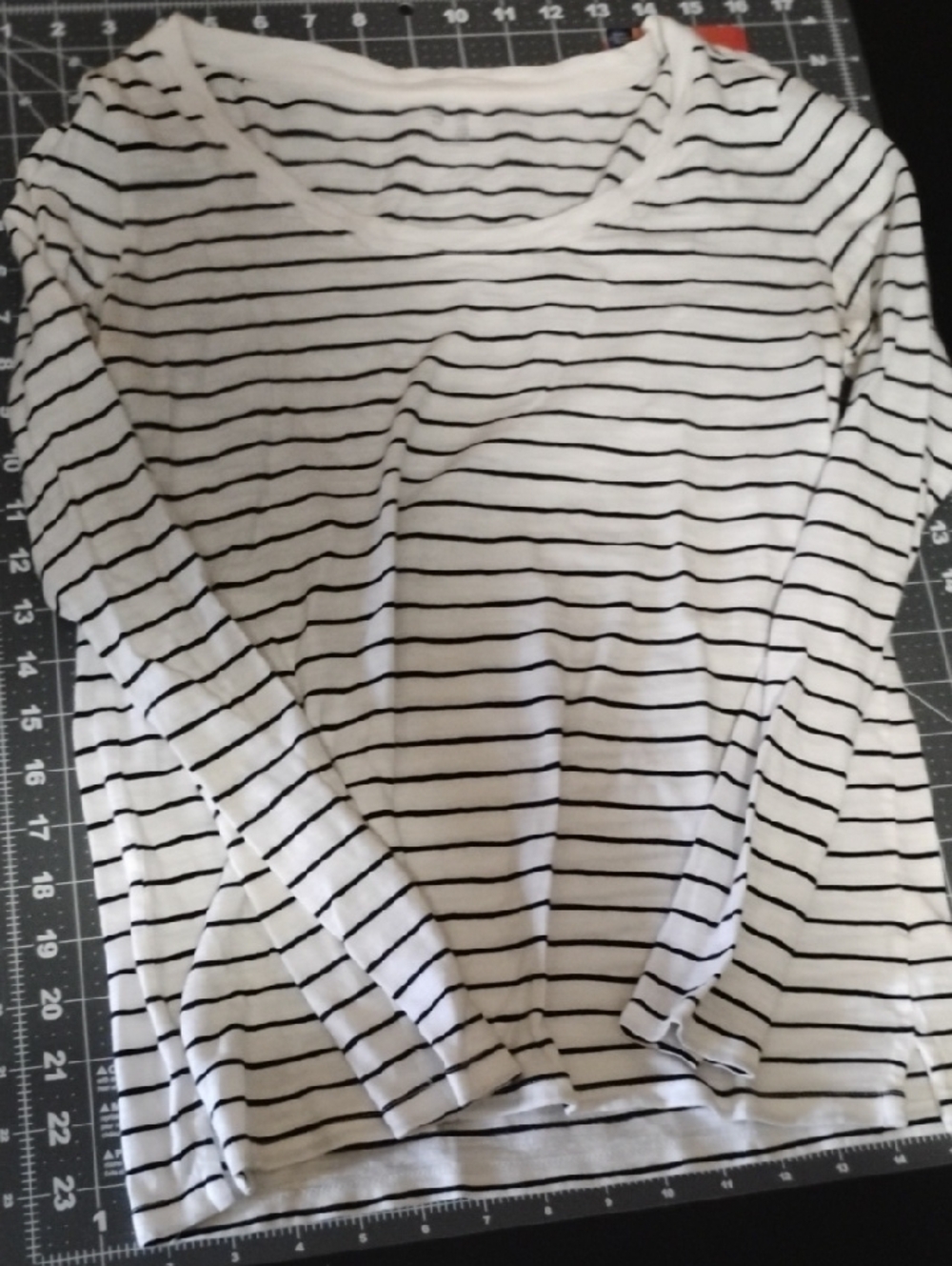 GAP Women's White Long-Sleeve Tee with Black Stripes